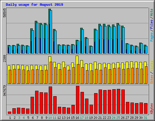 Daily usage for August 2019