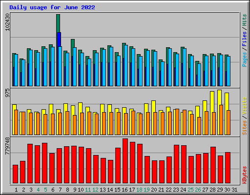 Daily usage for June 2022