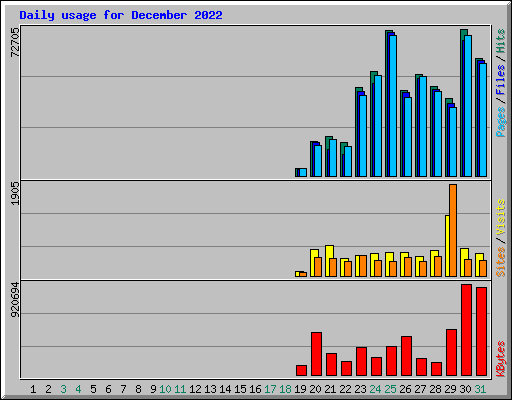 Daily usage for December 2022