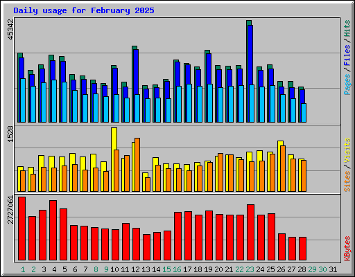 Daily usage for February 2025