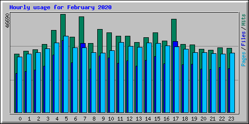 Hourly usage for February 2020